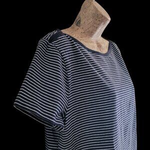 Lauren Ralph Lauren Closet Staple Navy & White Striped Short Sleeve Size XL